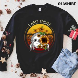 I Hate People Sloth Sunflower Vintage T shirt 1