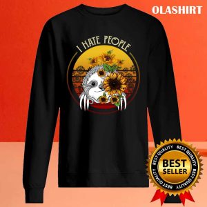 I Hate People Sloth Sunflower Vintage T shirt 2