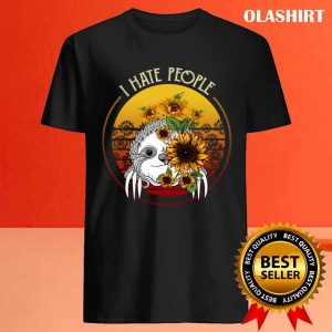 I Hate People Sloth Sunflower Vintage T shirt 4