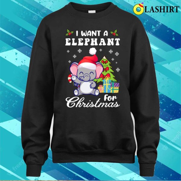 I Want A Elephant For Christmas Baby Elephants Christmas T-shirt