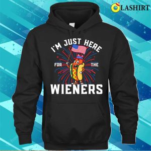 Im Just Here For The Wieners 4th Of July Patriotic Hot Dog T shirt 3