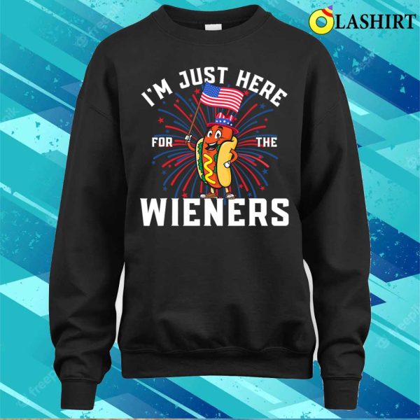 I’m Just Here For The Wieners 4th Of July Patriotic Hot Dog T-shirt