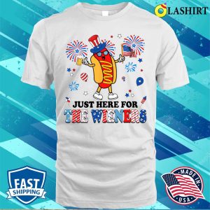 Im Just Here For The Wieners 4th Of July Usa T shirt 2