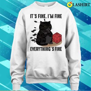 Its Fine Im Fine Everythings Fine D20 Fail Dungeon Cat T shirt 4