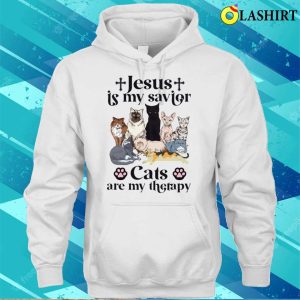 Jesus Is My Savior Cats Are My Therapy Shirt Jesus Is My Savior Cats Are My Therapy Shirt 3