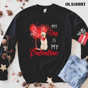 Labrador Dog Heart Tree My Dog Is My Valentine Yellow Labrador T shirt 1