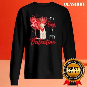 Labrador Dog Heart Tree My Dog Is My Valentine Yellow Labrador T-shirt