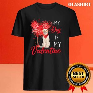 Labrador Dog Heart Tree My Dog Is My Valentine Yellow Labrador T shirt 4