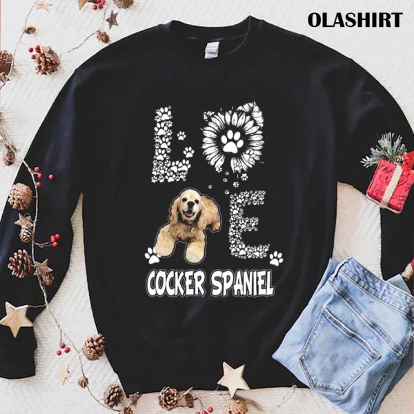 Love Cocker Spaniel Floral Dog Lover Gift T-shirt