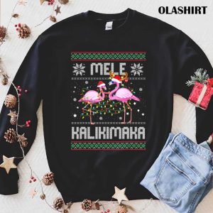 Mele Kalikimaka Merry Christmas Flamingo Hawaiian Santa T shirt 1