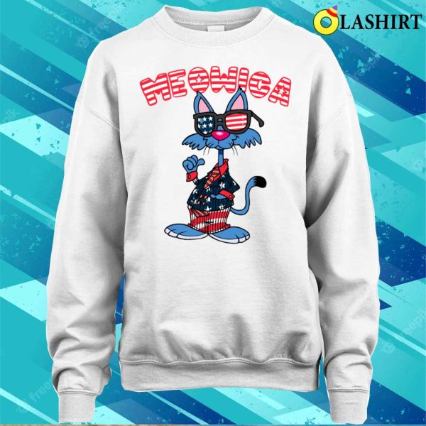 Meowica T-shirt, Meowica Usa American Flag Cat T-shirt