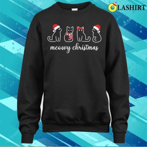 Meowy Christmas White Cats Santa T shirt Meowy Christmas White Cats Santa Christmas T shirt 4