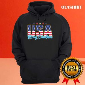 Merry Christmas America Funny Usa Flag Letters Quote Funny T shirt 3