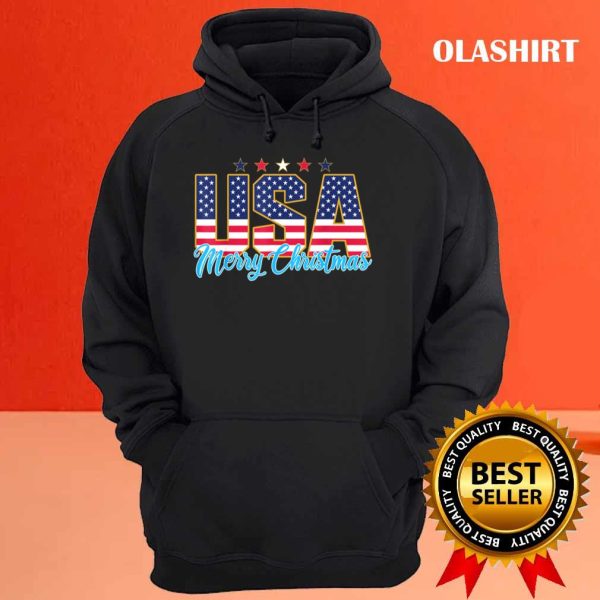 Merry Christmas America, Funny Usa Flag Letters Quote Funny T-shirt