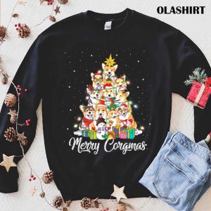 Merry Corgmas Corgi Christmas Tree Fairy Lights Dog Lover T Shirt 1