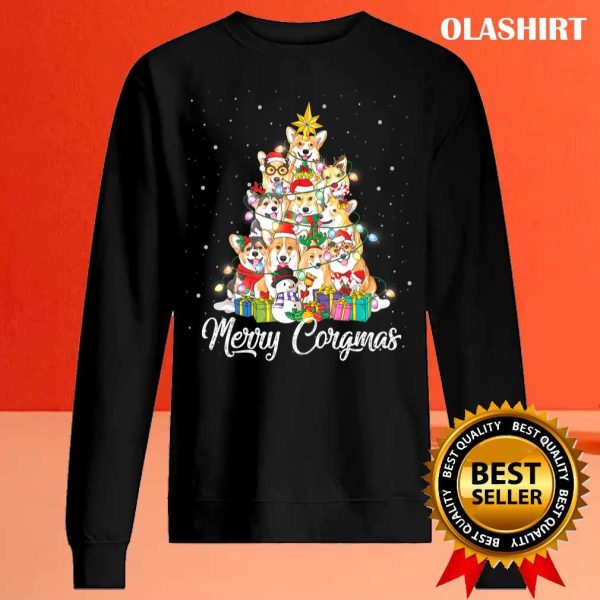 Merry Corgmas Corgi Christmas Tree Fairy Lights Dog Lover T Shirt