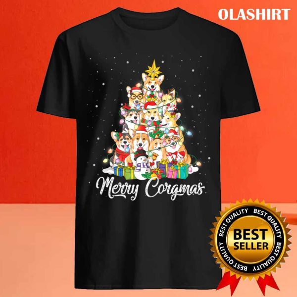 Merry Corgmas Corgi Christmas Tree Fairy Lights Dog Lover T Shirt