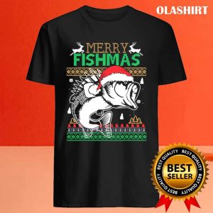 Merry Fishmas Funny Merry Christmas Fishing Lover T shirt 4