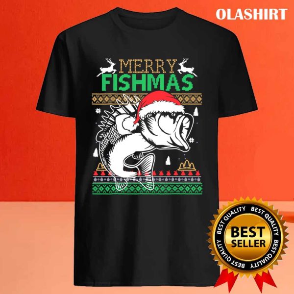 Merry Fishmas Funny Merry Christmas Fishing Lover T-shirt