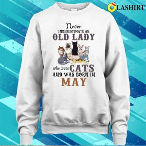 Never Underestimate An Old Lady Loves Dogs Born In May Shirt 4