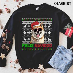 New Akitas Dog Feliz Navidog Funny Christmas T shirt 1