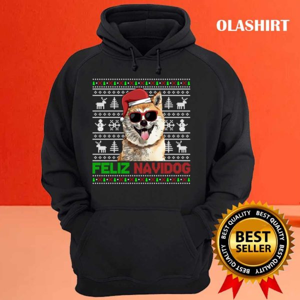 New Akitas Dog Feliz Navidog Funny Christmas T-shirt