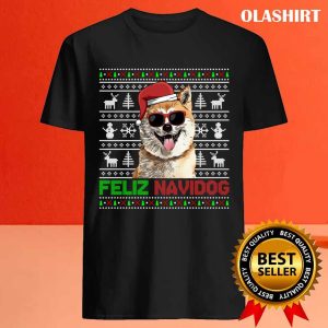 New Akitas Dog Feliz Navidog Funny Christmas T shirt 4