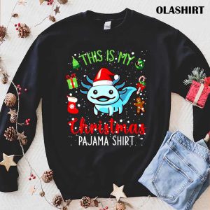 New Axolotl Socks Christmas Light Funny Family Pajamas Xmas Lover T shirt 1