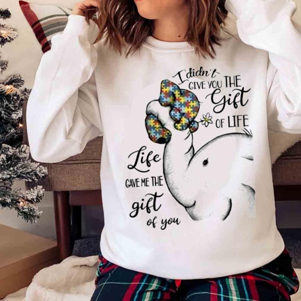 New Baby Elephant Autism Life Give Me The Gift Of You Ladies T-shirt