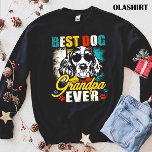 New Best Dog Grandpa Ever Eglish Springer Spaniel T shirt 1