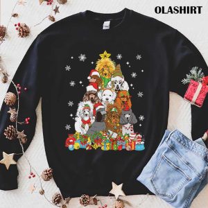 New Christmas Tree Lights Poodle Dog Lover Xmas Pajama T shirt 1