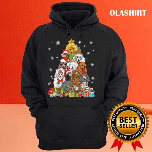 New Christmas Tree Lights Poodle Dog Lover Xmas Pajama T-shirt