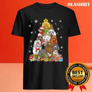 New Christmas Tree Lights Poodle Dog Lover Xmas Pajama T shirt 4