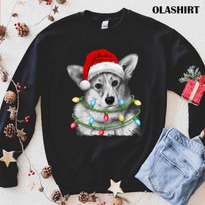 New Corgi Santa Christmas Tree Lights Xmas Gifts Boys Kids Men T-shirt