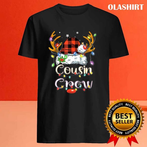 New Cousin Crew Santa Red Plaid Xmas Funny Christmas Pajamas T-shirt