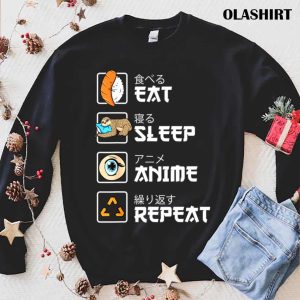 New Eat Sleep Anime Repeat Sushi Sloth Funny Kawaii Manga T Shirt