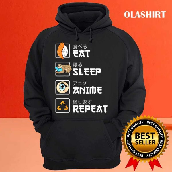 New Eat Sleep Anime Repeat Sushi Sloth Funny Kawaii Manga T Shirt