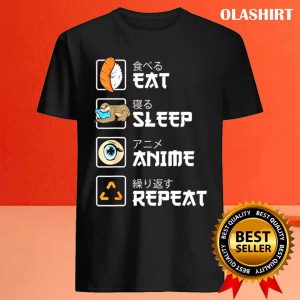 New Eat Sleep Anime Repeat Sushi Sloth Funny Kawaii Manga T Shirt 4