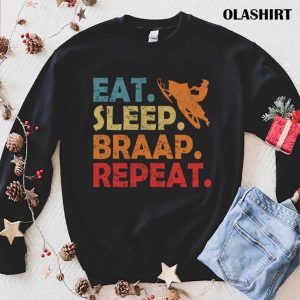 New Eat Sleep Braap Repeat, Funny Snowmobiling Snowmobile Retro T-shirt