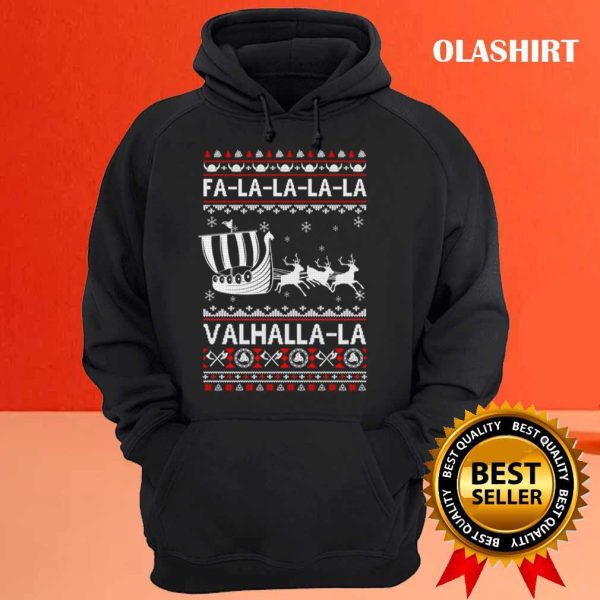 New Fa La La Valhalla Viking Ship Ugly Christmas Sweater T-shirt