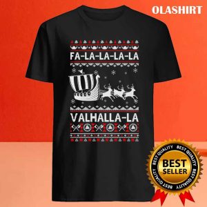 New Fa La La Valhalla Viking Ship Ugly Christmas Sweater T shirt 4