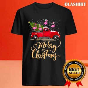 New Flamingo Driving Christmas Tree Truck Flamingo Christmas Shirt 4