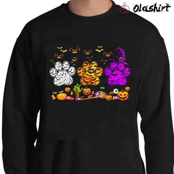 New Halloween Dog Paw Print Shirt, Funny Dog Lover Shirt