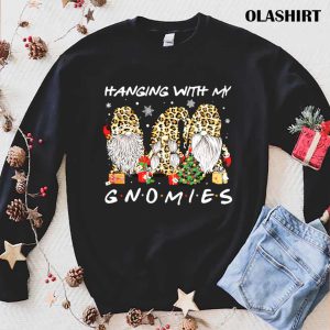 New Hanging With My Gnomies Leopard Print Gnomes Xmas Pajamas T shirt 1