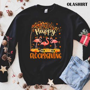 New Happy Flocksgiving Cute Thanksgiving Flamingo Owner Group T shirt 1