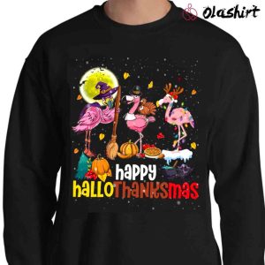 New Happy Hallothanksmas Flamingo, Witch Turkey Reindeer Shirt