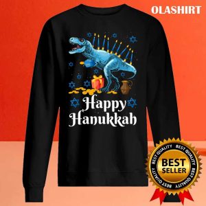 New Happy Hanukkah T Rex Dinosaur Menorasaurus Chanukkah T shirt 2