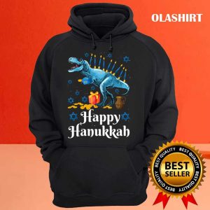 New Happy Hanukkah T Rex Dinosaur Menorasaurus Chanukkah T shirt 3