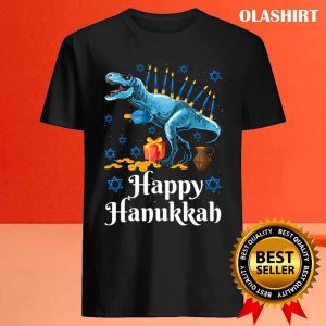 New Happy Hanukkah T Rex Dinosaur Menorasaurus Chanukkah T shirt 4