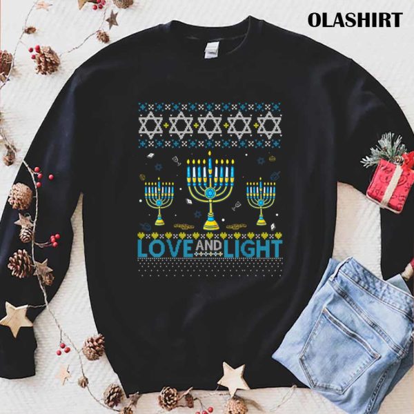 New Love And Light Hanukkah Ugly Sweater T-shirt , Trending Shirt